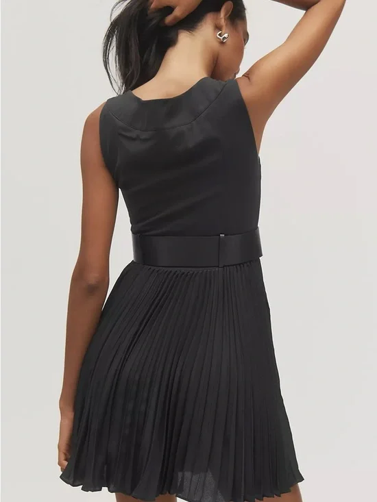 Maeve by Anthropologie Pleated Mini Dress Black Onyx Size Large NWT - Picture 8 of 9